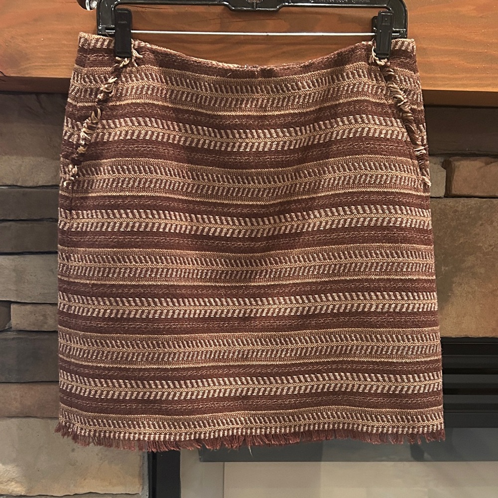Elegant Brown Patterned Mini Skirt